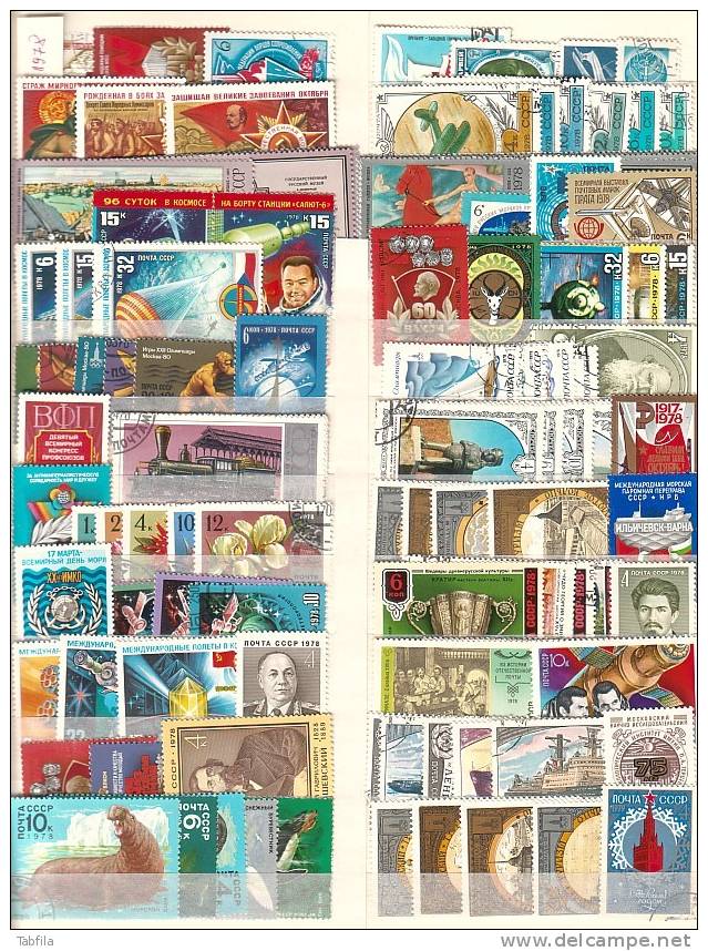 RUSSIA - 1978 - Complete -  Obl. - Mi. No 4692-4813 Sans 4749/50 W (114tim.) + Bl 126-134 ( 9 Bl.) - Ganze Jahrgänge