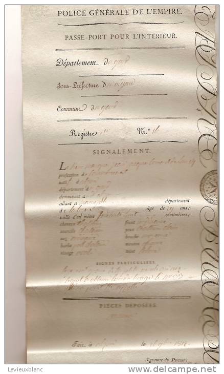 Premier Empire/Napoléon/Passe-Port/Gard/Le Vigan/1812                                 AR2 - Unclassified