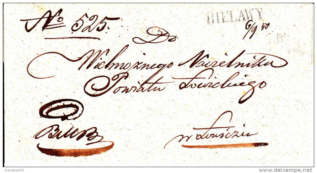 POLAND  BIELAWY Full Cover 1850 CAT 12A Black - ...-1860 Préphilatélie