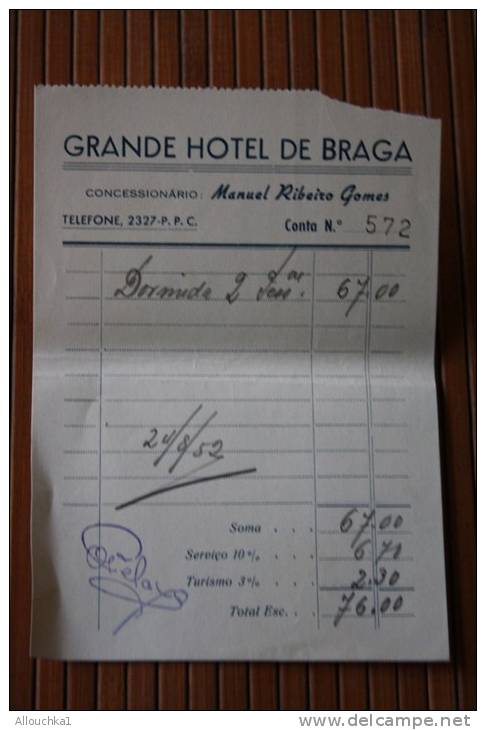 Facture Du Grand Hôtel De Braga Au Portugal-grande Hôtel De Braga : Dormida Pour 2 Personnes- - Portugal