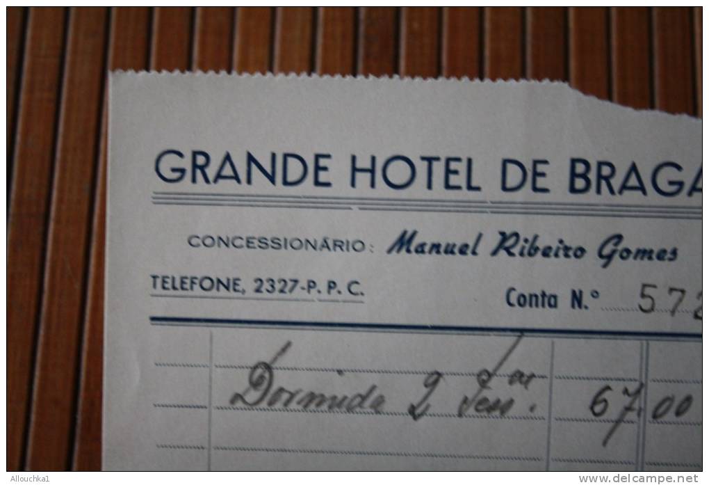 Facture Du Grand Hôtel De Braga Au Portugal-grande Hôtel De Braga : Dormida Pour 2 Personnes- - Portugal