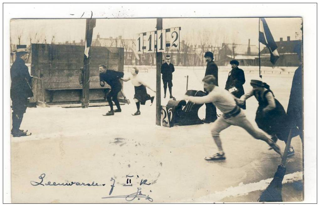 Leeuwarden - Schaatswedstrijd - Fotokaart - 1912 - Gestuurd Naar Brussel, België (NE5) - Autres & Non Classés