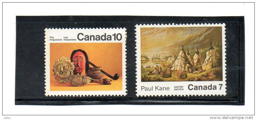 2 Timbres Du Canada Avec Indiens   (neufs Avec Charnière) - American Indians