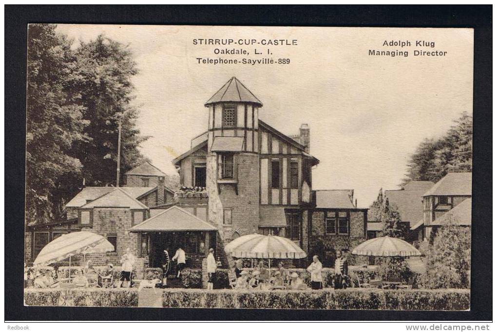 RB 830 - Early Postcard Stirrup-Cup-Castle Oakdale Long Island New York USA - Long Island