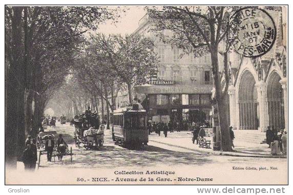 NICE 50 AVENUE DE LA GARE NOTRE DAME (TRAMWAY ET DILIGENCE) 1907 - Stadsverkeer - Auto, Bus En Tram