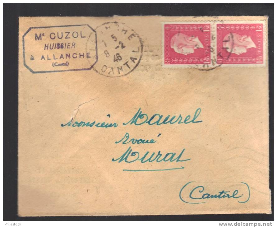 FRANCE 1946 N° 691 Paire  Obl. S/lettre Entiére - 1944-45 Marianne De Dulac