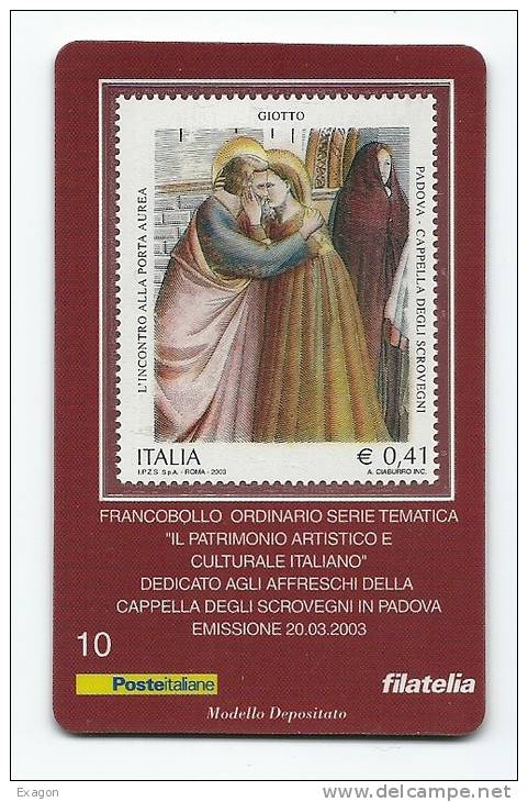 TESSERA  FILATELICA - Ordinario  Serie  Tematica  -  PATRIMONIO  ARTIST. E CULTUR. ITALIANO - Emissione  20. 03. 2003 - Cartes Philatéliques