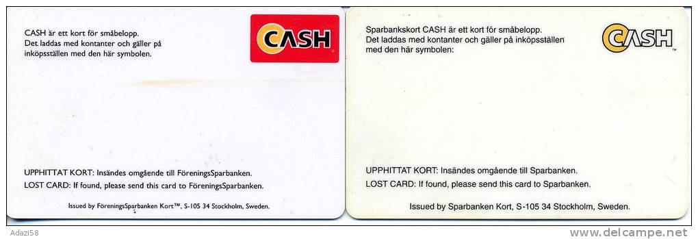 C.1995 SWEDEN  2 CASH Bankcards Sparbanken +ForeningsSparbanken - Cartes De Crédit (expiration Min. 10 Ans)