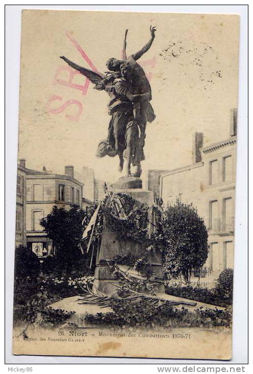 NIORT--1914--Monument Des Combattants 1870-71- N° 26 éd N.G--Beau Cachet  Croix-Rouge Au Verso - Croix-Rouge