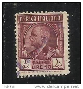 AFRICA ORIENTALE MARCA DA BOLLO LIRE 10 TIMBRATO - Oost-Afrika