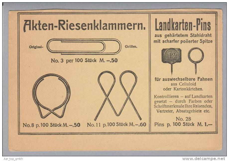 Motiv Büro-Material Klammern Werbekarte Nürnberg 1913 - Non Classés