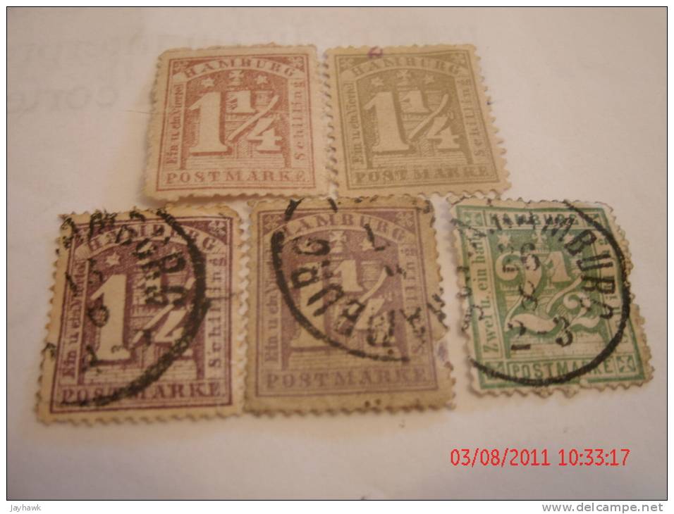 HAMBURG, SCOTT# 22UNUSED NGH,22UNUSED NGH,22bUSED,22aUSED, & 23USED - Hamburg