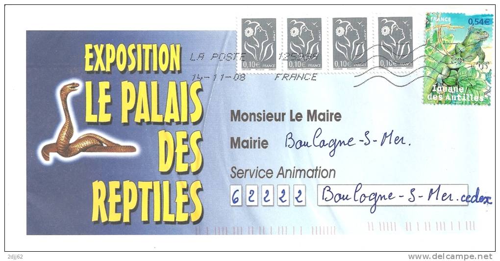 Reptiles, Exposition, Palais, Classe Ouverte  - Enveloppe Entière  (J072) - Serpents