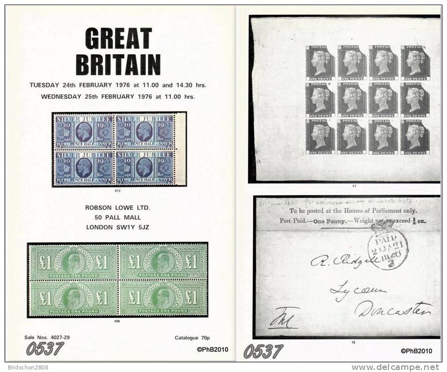 ROBSON LOWE Ltd. GREAT BRITAIN Stamp Auction Catalogue - Catalogues De Maisons De Vente