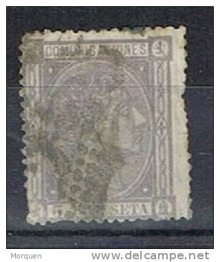 Sello 5 Cts Lila Alfonso XII 1875, Cifra 74 Al Dorso, Edifil Num 163 º - Usati