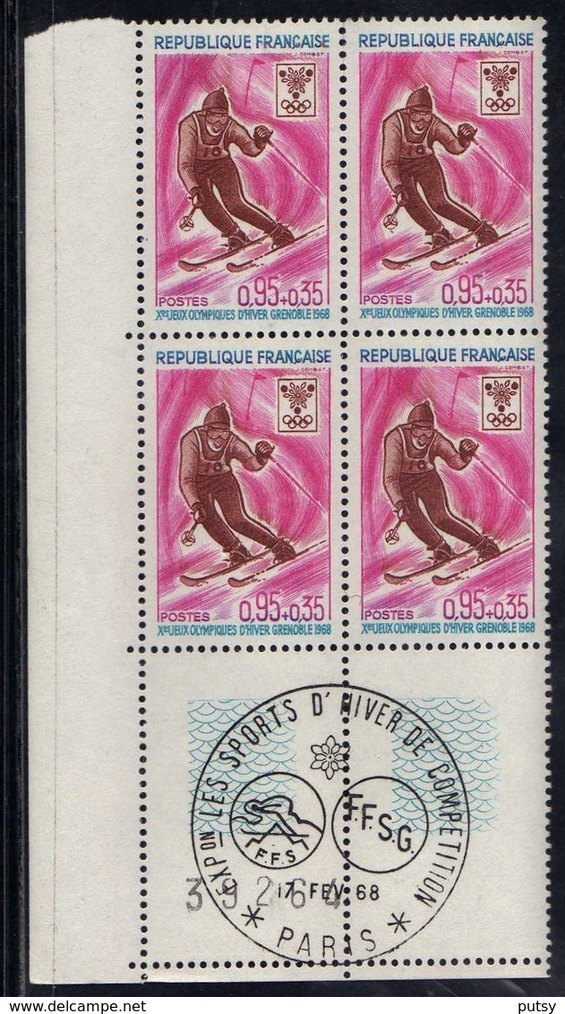 N° 1547 "Jeux Olympiques D'hiver 1968, Bloc De Quatre, Oblit. Exp. Sports D'hiver De Compétition" - 1960-1969