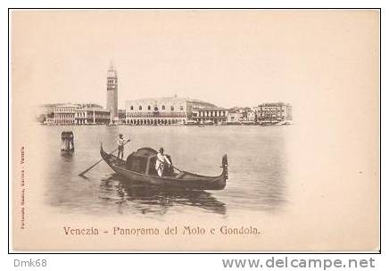 VENEZIA - PANORAMA DAL MOLO E GONDOLA - INIZIO 900 - EDIZIONE FORTUNATO GABBIA - Venezia (Venice)