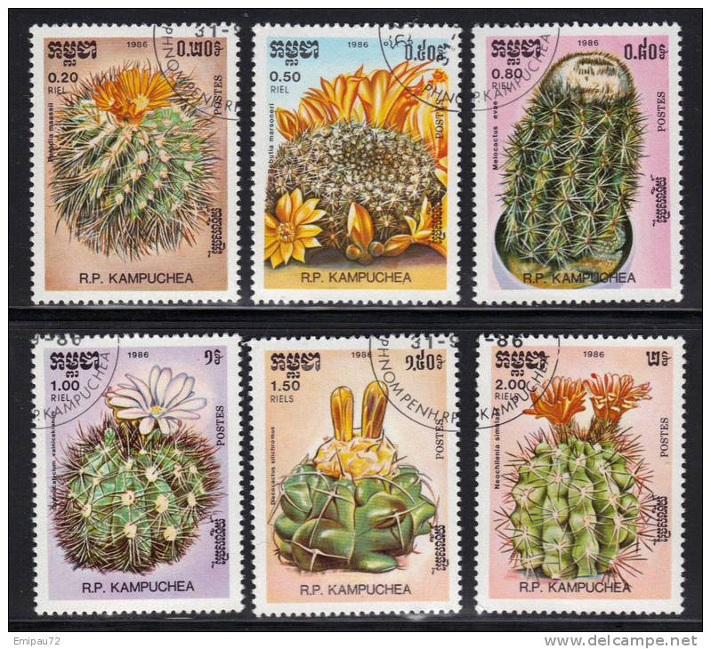 KAMPUCHEA-N°646 à 651- Oblitérés (Cactus) - Cactusses