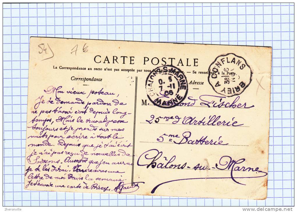 CPA - BRIEY - Ville Basse - 1906 - Cachet De Train " Briey à Conflans " - Briey