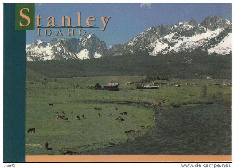 Stanley Idaho View Of Town Farm Valley And Mountains C1990s/2000s Vintage Postcard - Andere & Zonder Classificatie