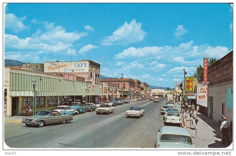 Sandpoint Idaho Animated Street Scene, Auto, Cafe Business Signs, C1950s Vintage Postcard - Sonstige & Ohne Zuordnung