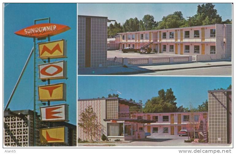 Caldwell ID Idaho,  Sundowner Motel, Lodging, Auto, Great Sign, C1960s/70s Vintage Postcard - Caldwell