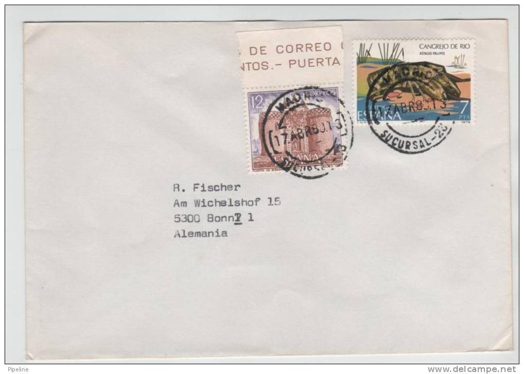 Spain Cover Sent To Germany Madrid 17-4-1980 - Lettres & Documents