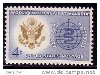 1962 USA World United Against Malaria Stamp Sc#1194 Health Eagle Snake WHO Seal Medicine - OMS