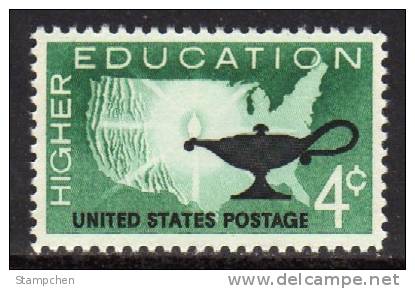 1962 USA Higher Education Stamp Sc#1206 Map Lamp Light - Petrolio