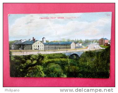 Rhode Island >  Cranston  Print Works    1907 Cancel --  Ref 393 - Andere & Zonder Classificatie