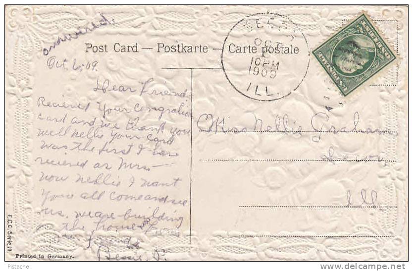 Original 1909 - Very Pretty - Roses Flowers - 2 Scans - Stamp & Postmark - Autres & Non Classés