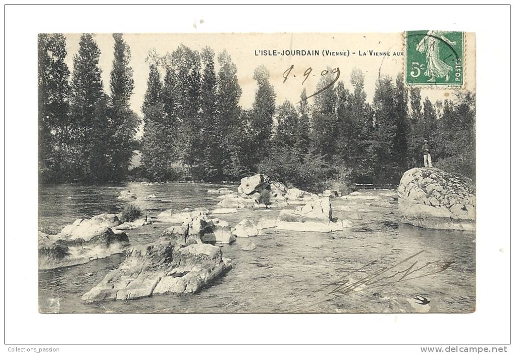 Cp, 86, L'Isle-Jourdain, La Vienne ..., Voyagée 1909 - L'Isle Jourdain