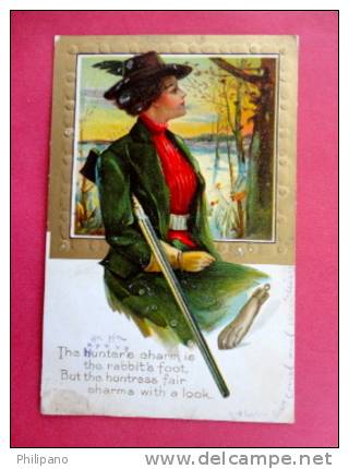 Lady With Shotgun-- The Hunters Charm  1912 Cancel  ----  Ref 394 - Other & Unclassified