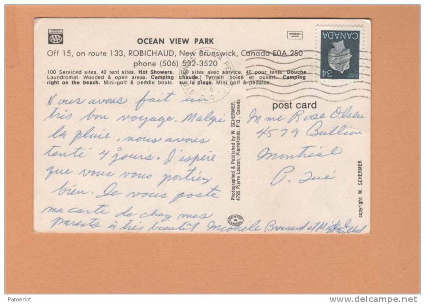 Canada Robichaud New Brunswick ( Ocean View Park ) Carte Postale Old Car Auto Postcard - Other & Unclassified