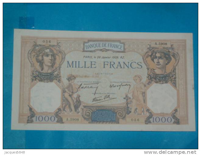 1000 Frs Cérès Et Mercure Du 26 Janvier 1939 - A.5908 - N°056 - TTB+  3 épinglages - 6  Plis - 2 Coupure Au Bas - 1 000 F 1927-1940 ''Cérès Et Mercure''