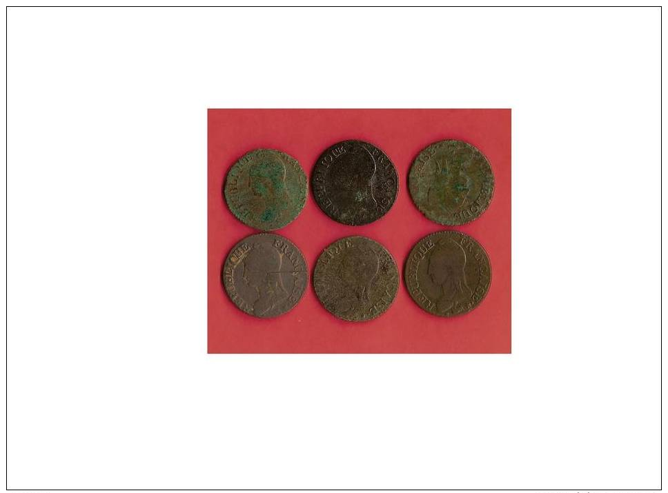 Lot De 6 Monnaies De 5 Centimes (l'an 5 à 8) - Altri & Non Classificati