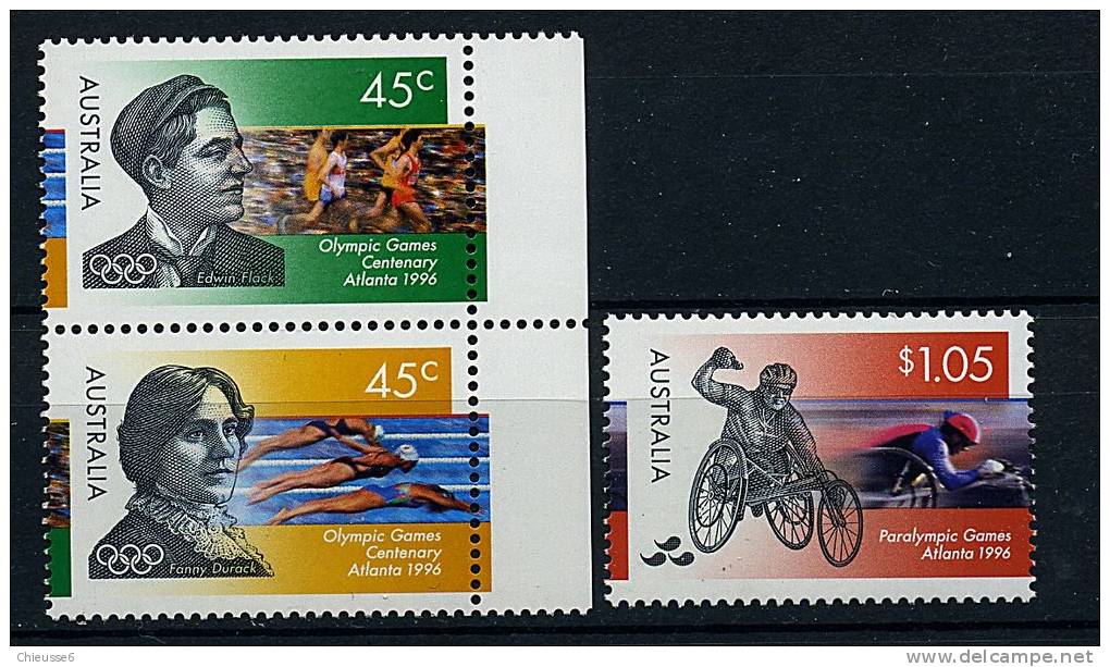 Australie ** N° 1534/1535 Se Tenant + 1536 - J.O. Et Paralympiques D´Atlanta (coureur, Nageuses, Athlètes En Fauteuil) - Mint Stamps