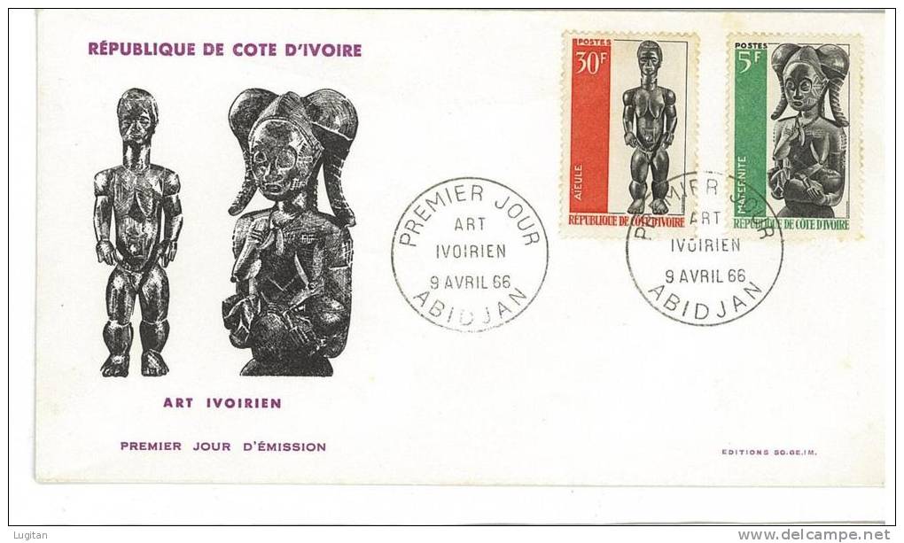 FILATELIA - FDC - COSTA D'AVORIO ANNO 1966 - ARTE IVORIANA - Côte D'Ivoire (1960-...)