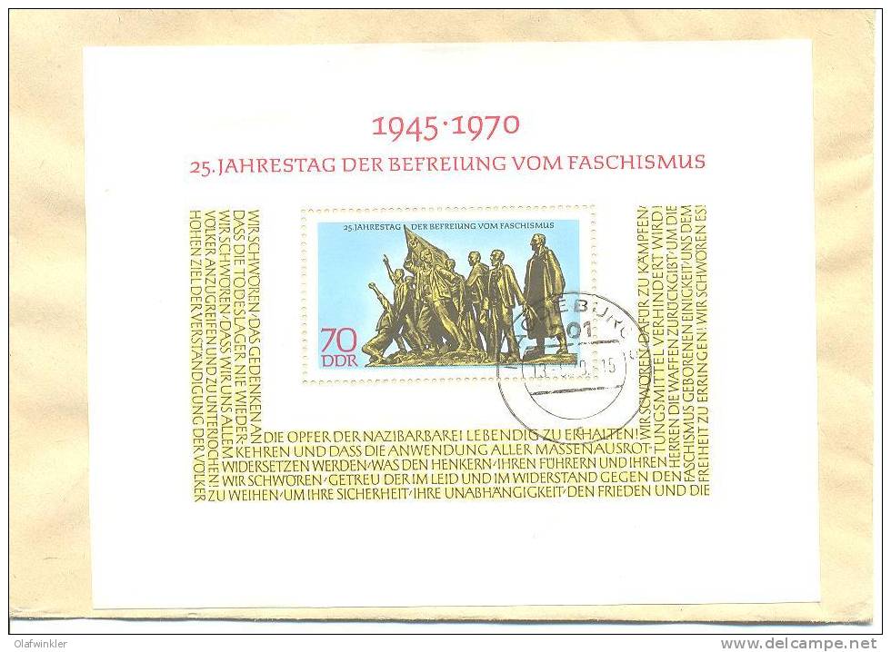 1970 Befreiung Vom Faschismus Mi Block 32 / Sc 1203 / YT BF 27 Auf Brief/lettre/on Letter [sim] - Storia Postale