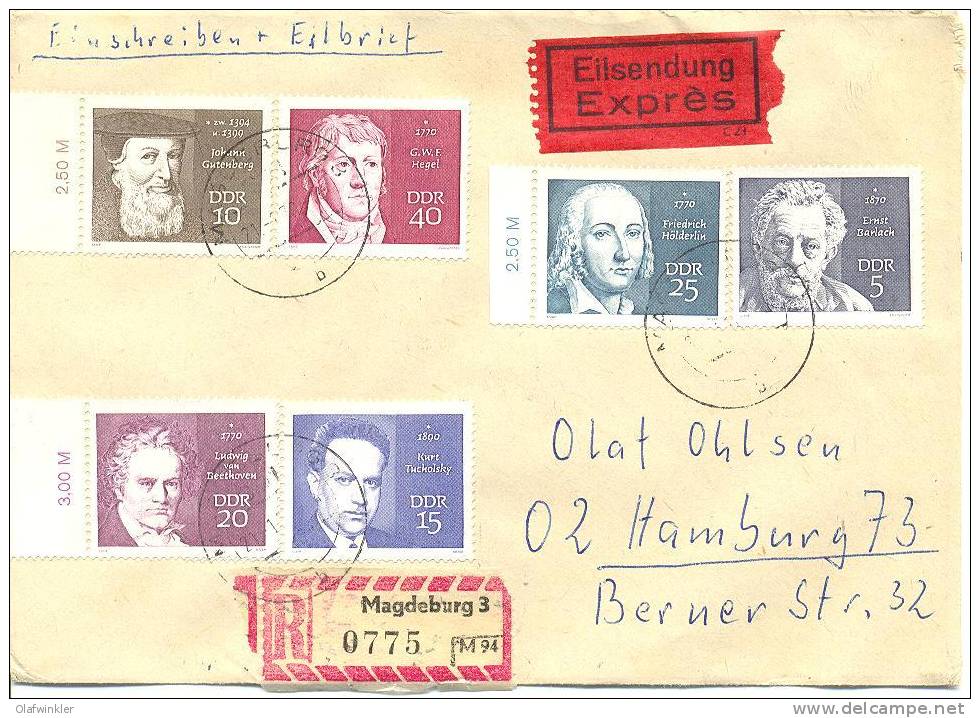 1970 Persönlichkeiten (IV) Mi 1534-9 / Sc 1166-71 / YT 1228-33 Auf Satzbrief/lettre/on Letter [sim] - Covers & Documents