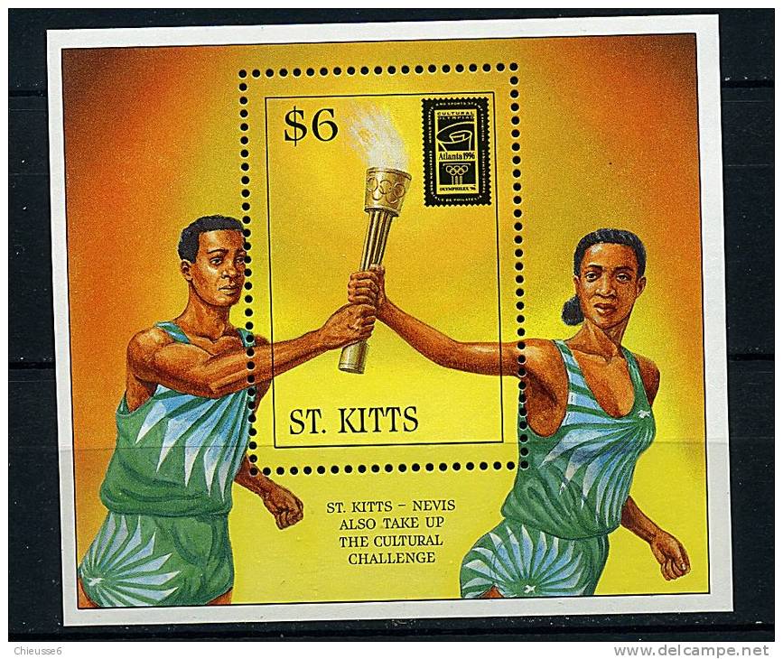 St Kitts ** Bloc N° 23 - Cent. Des J.O. Modernes (flamme) - St.Kitts-et-Nevis ( 1983-...)