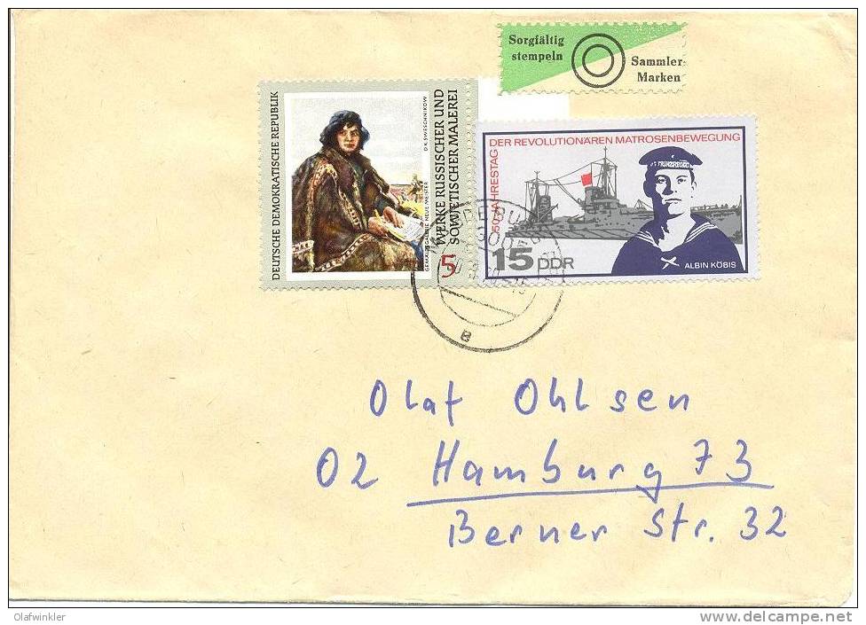 1970 Matrosenbewegung + Kunstsammlungen Mi 1309+1528 / Sc 952+1160 / YT 1004+1221 Auf Brief/lettre/on Letter [sim] - Covers & Documents