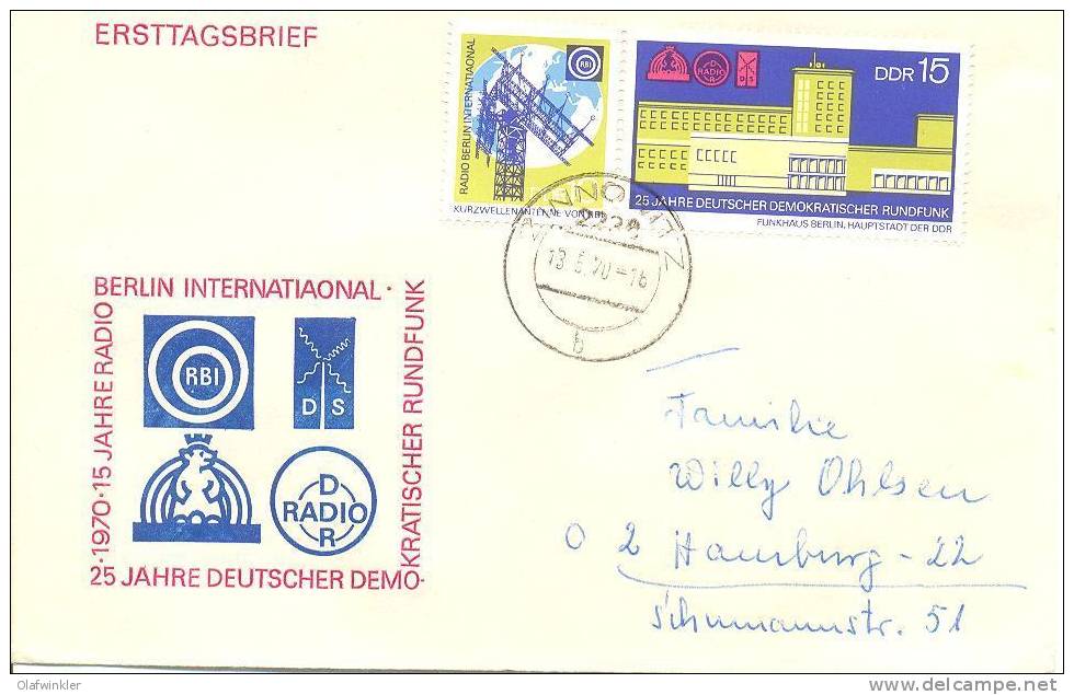 1970 25 Jahre Rundfunk ZDR Mi 1573-4 / Sc 1205a / YT 1265A Auf Brief/lettre/on Letter [sim] - Lettres & Documents