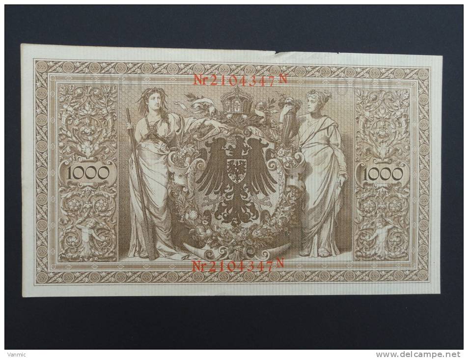 1910 A - Billet 1000 Mark - Allemagne - Série N : N° 2104347 N - (Banknote Deutschland Germany) - 1.000 Mark