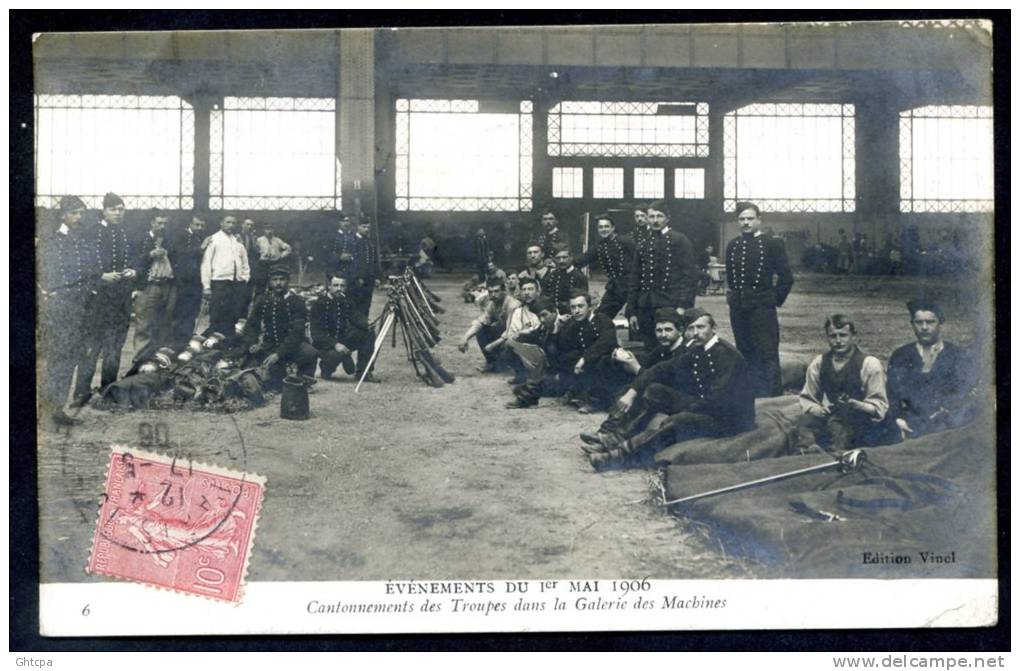 Carte / Photo.  PARIS. Évènements Du 1er. Mai 1906. Cantonnements Des Troupes Dans La Galerie Des Machines. - Manifestaciones