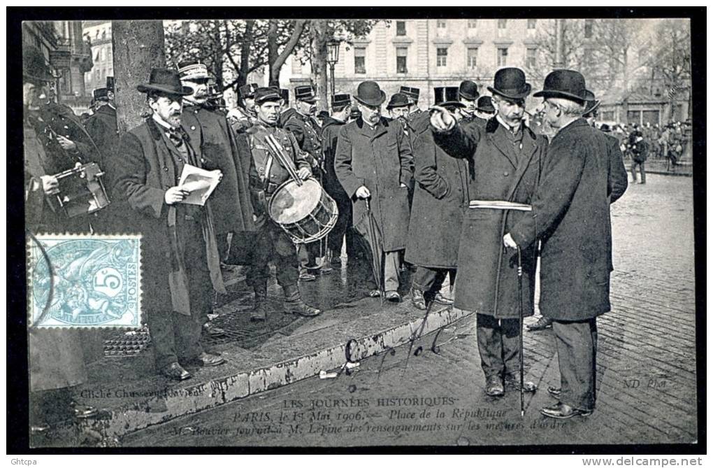 CPA. PARIS 1 MAI 1906. LES JOURNÉES HISTORIQUES. Place De La République. ..Bouvier Fournit à M.Lépine ...mesures D'ordre - Manifestaciones