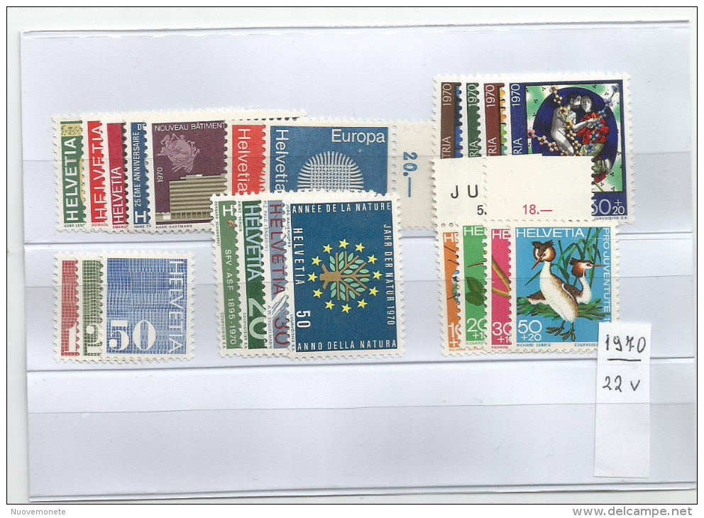 SVIZZERA ANNATA 1970 22  Valori  NUOVI PERFETTI MNH** - Ongebruikt