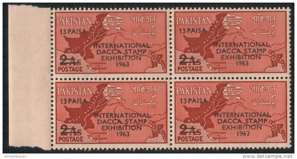 PAKISTAN 1963 MNH S.G 186 INTERNATIONAL STAMP EXHIBITION DACCA, MAP OF WEST PAKISTAN OVERPRINTED & SURCHARGED - Pakistan