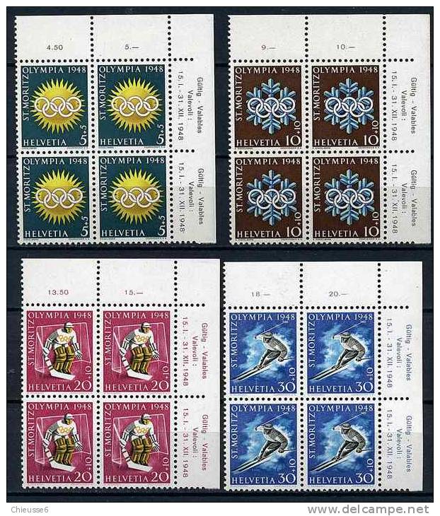 Suisse ** N° 449 à 452 En Bloc De 4 - J.O.  De Saint Moritz (ski) - Unused Stamps