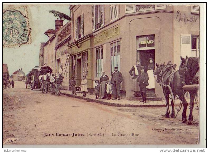 Janville Sur Juine      91       La Grande Rue..Café..Billard      ( Petit Rognage En Haut A Droite)  (voir Scan) - Sonstige & Ohne Zuordnung